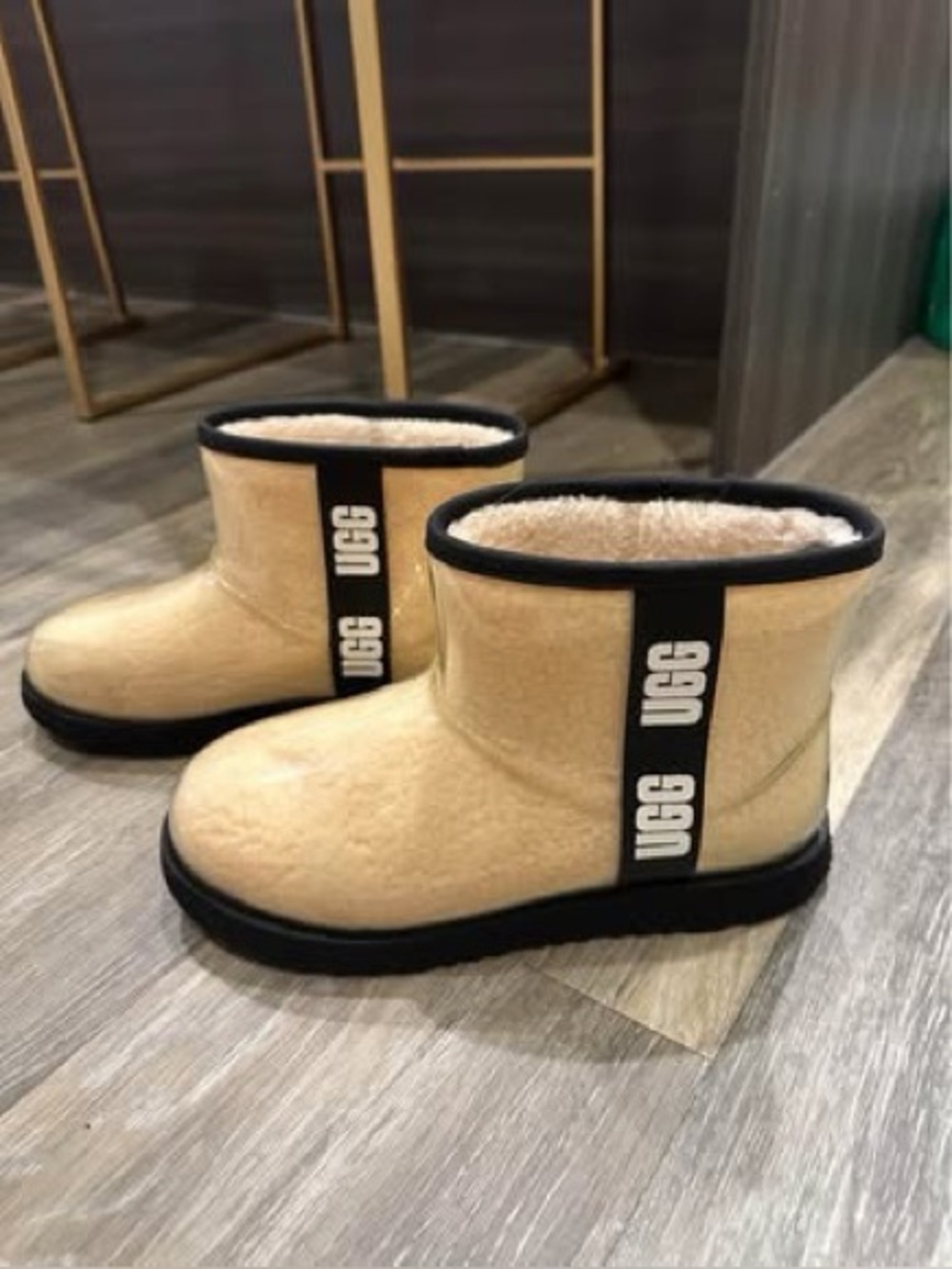 UGG Classic Clear Mini Boot in Chestnut with Black Trim